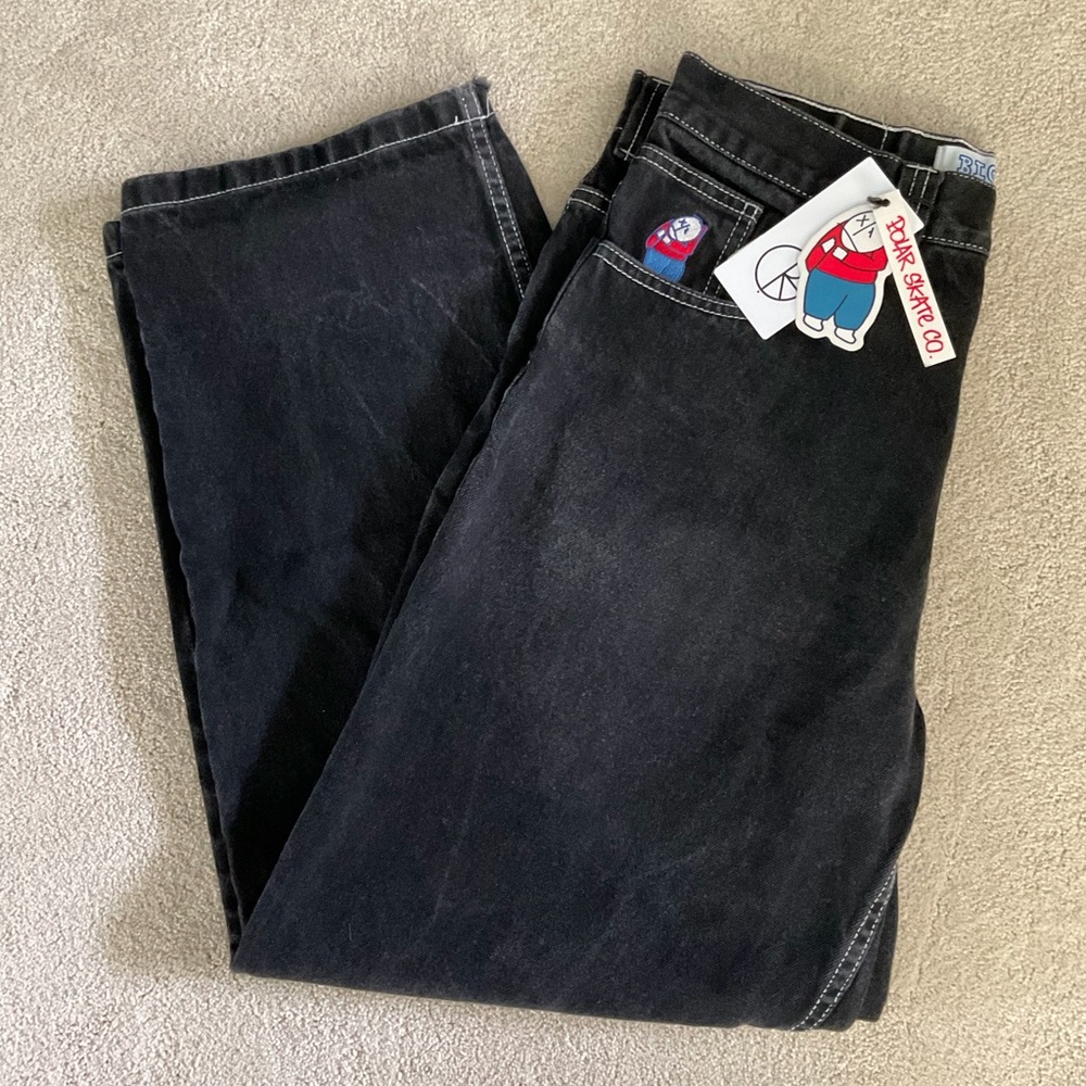 Black Big Boy Baggy Denim Jeans Polar Skate Co. Size S
